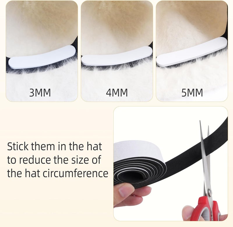 TaShow Hat Size Reducer Insert and 2 Rolls Hat Sizing Tape, Inserts to Make Fit Smaller for Cowboy, Fedora, Baseball Caps, Pana, Straw (Black & White) - Image 3